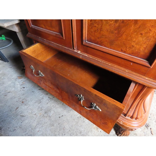 1255 - Mahogany Veneer Television Cabinet 50 Inches Tall x 38 Inches Wide with Cupboard Top over Single Dra... 