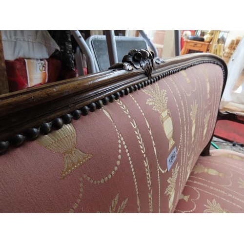 1260 - Edwardian Two Seater Settee with Carved Mahogany Frame and Classical Motif Upholstery 52 Inches Wide... 