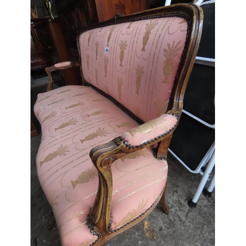 1260 - Edwardian Two Seater Settee with Carved Mahogany Frame and Classical Motif Upholstery 52 Inches Wide... 