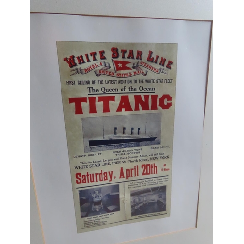 1266 - Pair of Prints of Titanic Interest Framed and Glazed One with Cracked Glass Frames Approximately 25 ... 