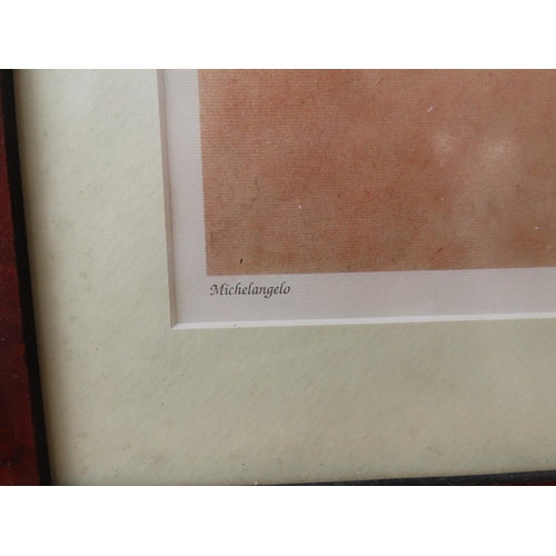 1268 - Michelangelo Print Framed and Glazed 16 Inches x 19 Inches