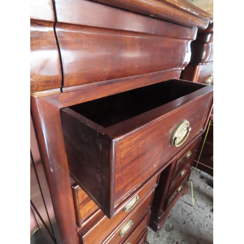 1270 - Matching Pair of Tall Chests Mahogany Each with Six Drawer Arrangement Each 55 Inches Tall x 16 Inch... 