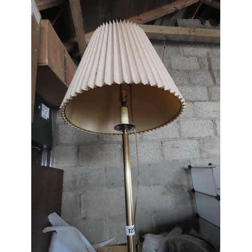 1271 - Brass Standard Lamp with Intrinsic Glass Shelf Approximately 60 Inches Tall