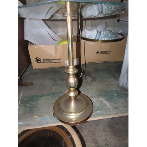 1271 - Brass Standard Lamp with Intrinsic Glass Shelf Approximately 60 Inches Tall