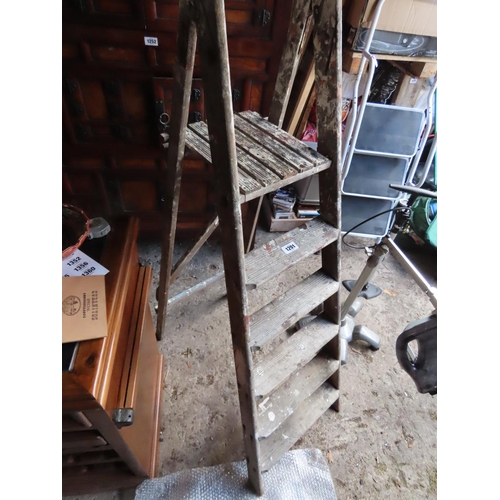 1291 - Vintage Wooden Folding Painters Step Ladder 50 Inches Tall