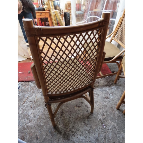 1307 - Set of Four Bamboo Conservatory Chairs with Green Velvet Cushions