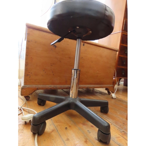 1310 - Adjustable Black Leather Stool on Caster Base