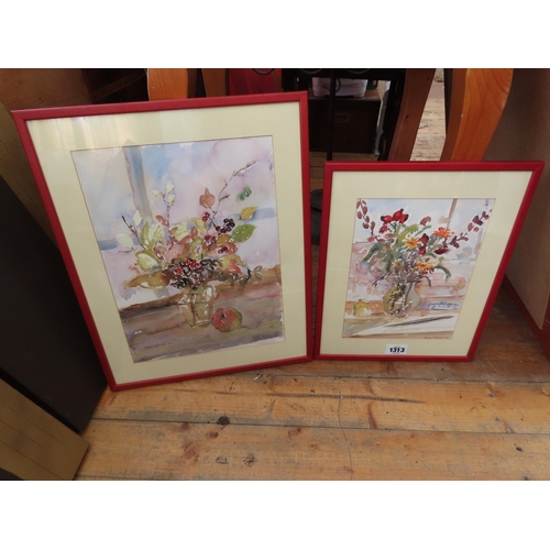 1313 - Two Watercolours Still Life with Flowers Largest 19 Inches x 20 Inches One Signed Lower Left Other L... 