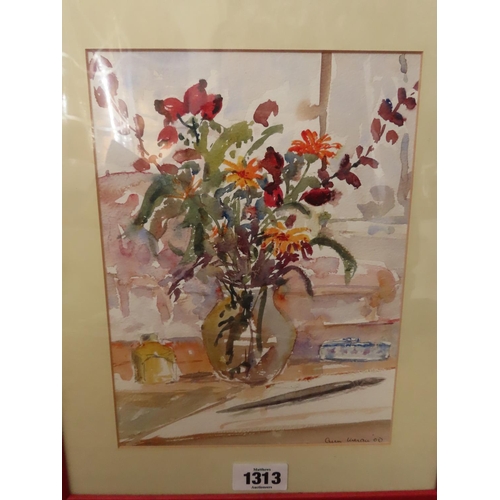 1313 - Two Watercolours Still Life with Flowers Largest 19 Inches x 20 Inches One Signed Lower Left Other L... 