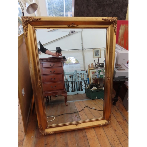 1317 - Large Gilt Framed Mirror with Bevelled Glass 29 Inches x 43 Inches