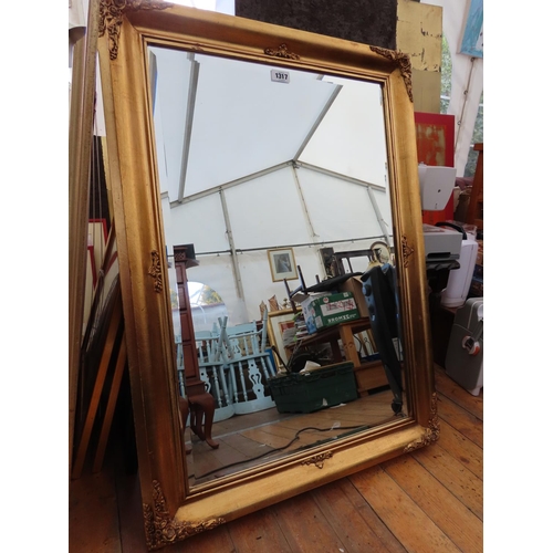 1317 - Large Gilt Framed Mirror with Bevelled Glass 29 Inches x 43 Inches