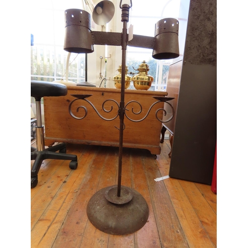 1319 - Cast Iron Candle Stand with Adjustable Shades Approximately 24 Inches Tall