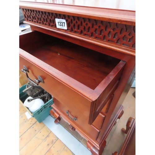 1327 - Matching Pair of Mahogany Side Cabinets on Cabriole Legs Each Consisting of Four Drawers 40 Inches H... 