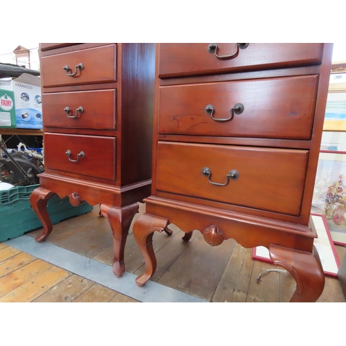 1327 - Matching Pair of Mahogany Side Cabinets on Cabriole Legs Each Consisting of Four Drawers 40 Inches H... 