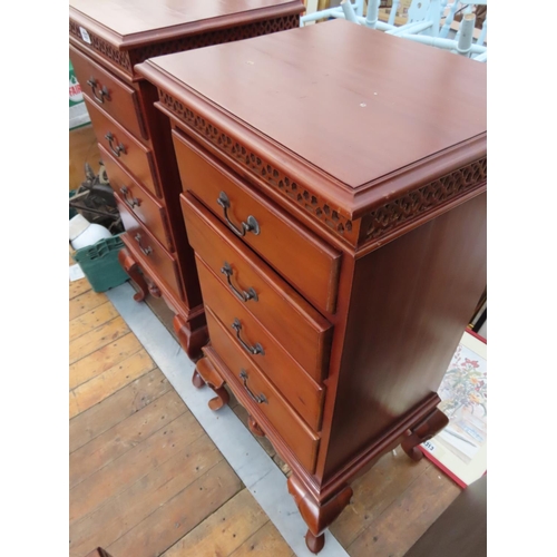 1327 - Matching Pair of Mahogany Side Cabinets on Cabriole Legs Each Consisting of Four Drawers 40 Inches H... 