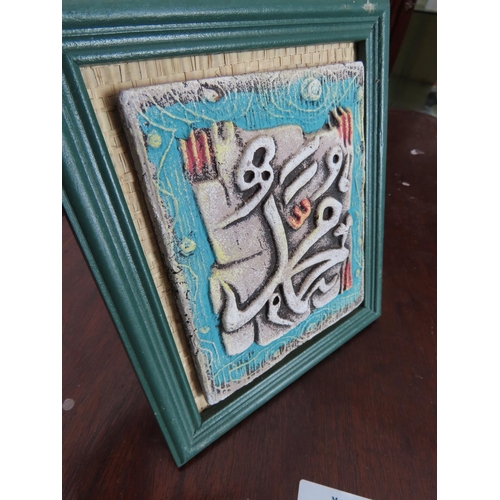 1342 - Unusual Framed Lebanese Ceramic Picture 8 Inches x 7 Inches Believed to be a Gift from Lebanese Mull... 