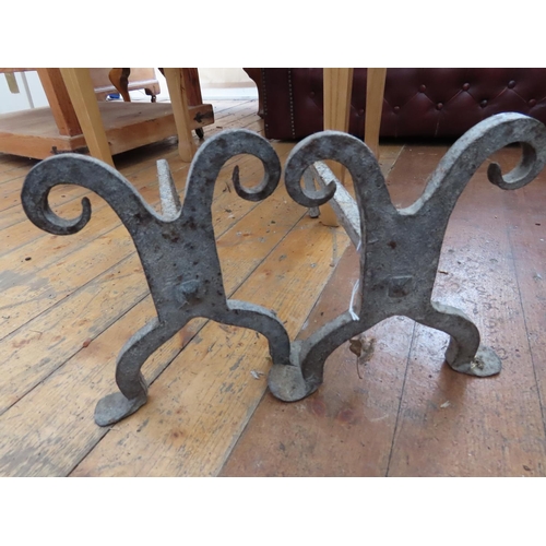 1343 - Pair of Vintage Cast Iron Firedogs 15 Inches Long