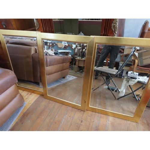 1344 - Three Matching Gilt Framed Mirrors Each Approximately 25 Inches x 35 Inches with Bevelled Glass