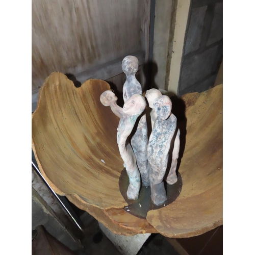 1347 - Unusual Abstract Composition Piece Depicting Figural Group Upon Concrete Approximately 20 Inches Tal... 