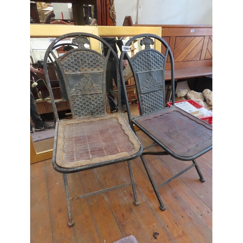 1349 - Pair of Copper Framed Folding Garden Chairs