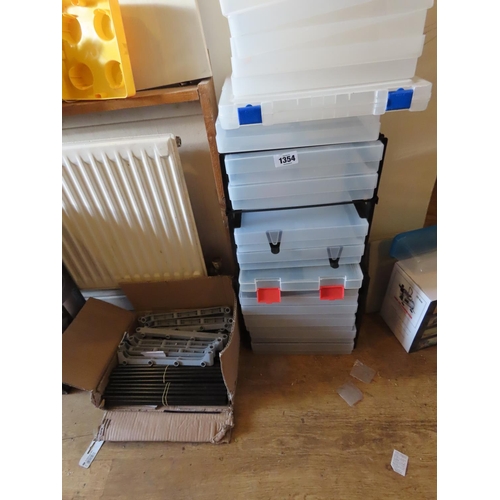 1354 - Quantity of Plastic Filing Cases in Rack Together with Others