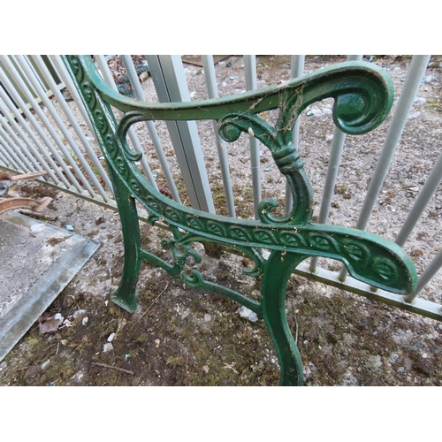 1389 - Pair of Cast Iron Garden Bench Ends Approximately 32 Inches Long