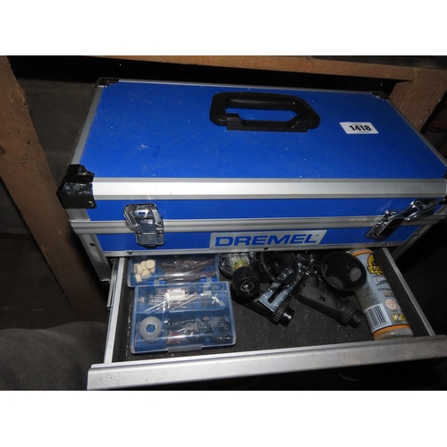 1418 - Dremel Work Box to Include Oil and Accessories etc. As Photographed