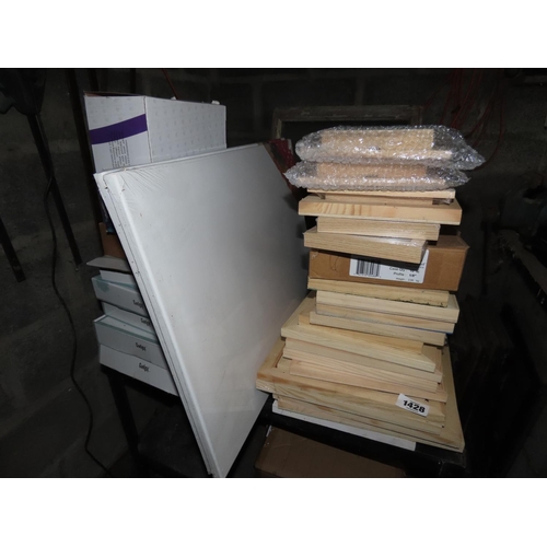 1428 - Quantity of Frames and Canvas etc. As Photographed