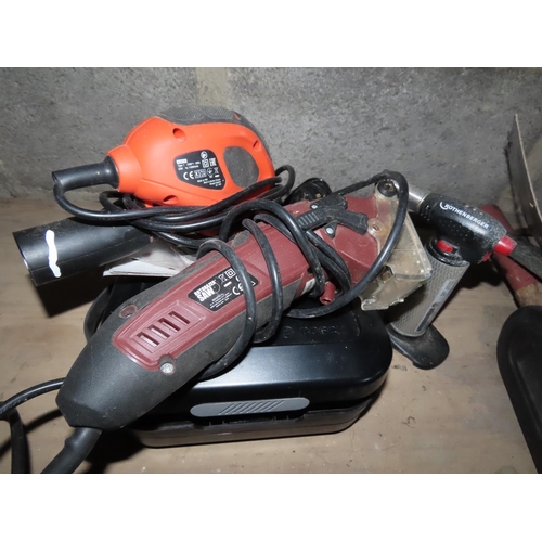 1440 - Bosch Battery Powered Sander Together with Router Razor Saw and Butane Gas Torch with Sand Paper She... 