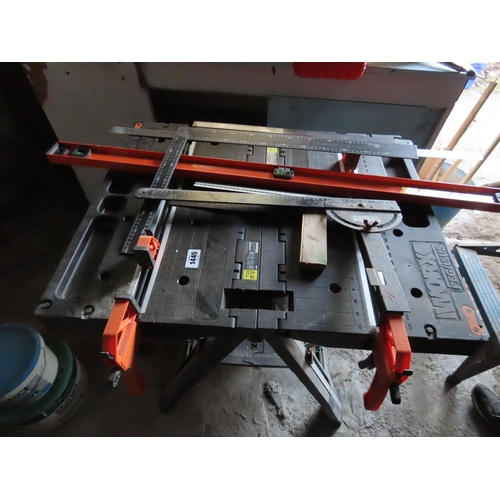 1445 - Worx Pegasus Work Table with Intrinsic Clamps Together with Selection of Steel Rulers etc. Station A... 