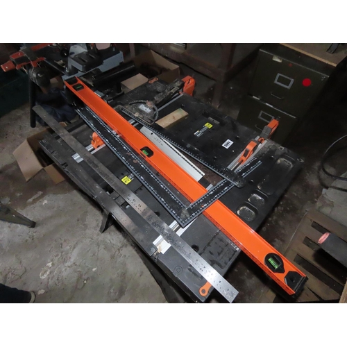 1445 - Worx Pegasus Work Table with Intrinsic Clamps Together with Selection of Steel Rulers etc. Station A... 