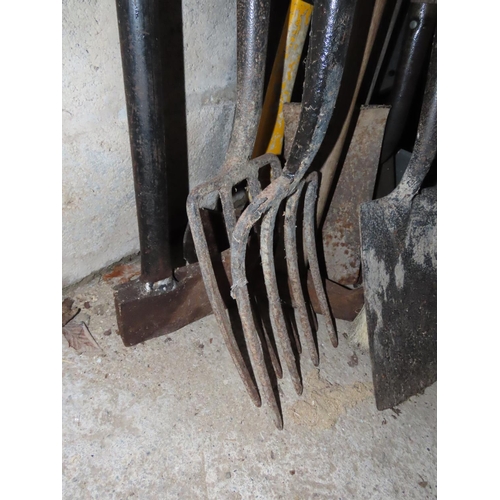 1469 - Quantity of Gardening Tools Including Spades, Forks etc. As Photographed