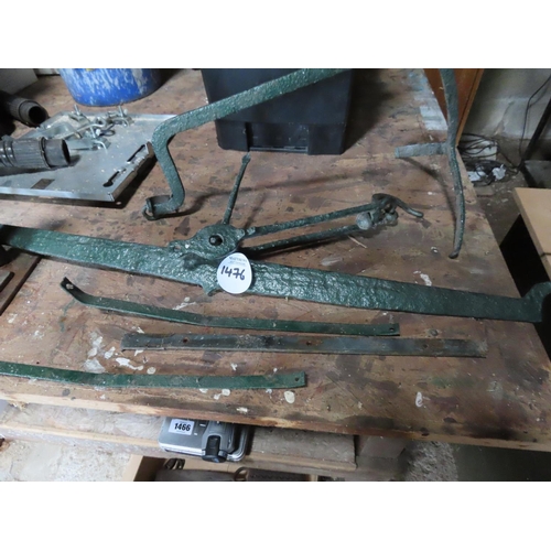 1476 - Large Antique Balance Scale Arm Approximately 34 Inches Together with Work Top Presser Approximately... 