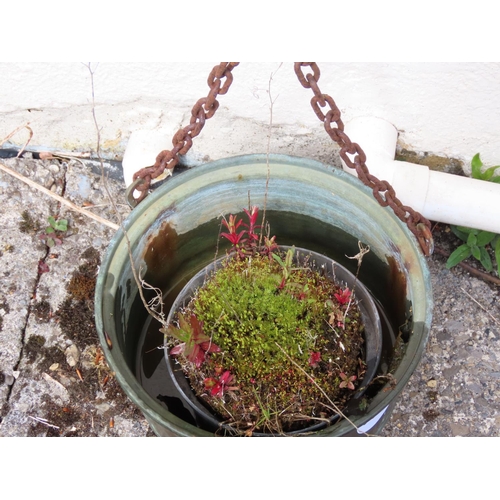 1480 - Copper Garden Planter on Chair Approximately 11 Inches Diameter