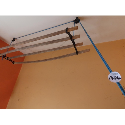 1484 - Ceiling Mounted Four Bar Clothes Airer with Pulleys Approximately 48 Inches