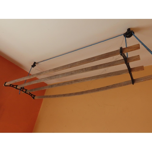 1484 - Ceiling Mounted Four Bar Clothes Airer with Pulleys Approximately 48 Inches