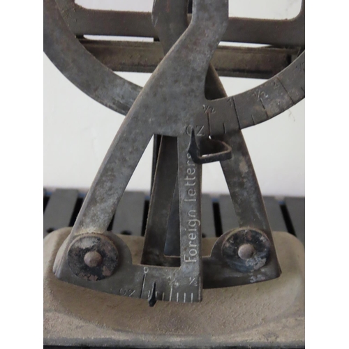 152 - Vintage Post Office Scales with Unusual Posing Mechanism Approximately 6 Inches Tall