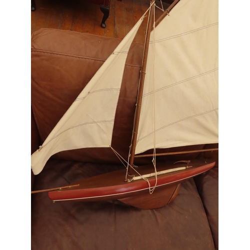 157 - Antique Model Yacht Nice Example Approximately 35 Inches Long x 36 Inches Tall