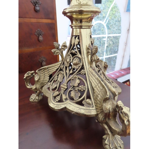 168 - Pair of Antique Brass Candelabras Approximately 25 Inches