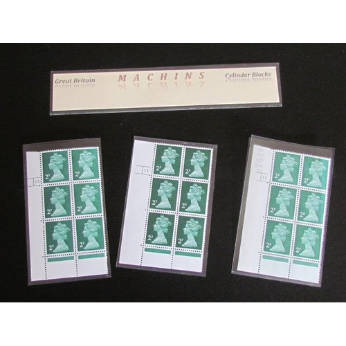 1717 - Three Cylinder Blocks of 2p Machin Stamps Colours are of Different Hues of Green Unused, Mint Condit... 