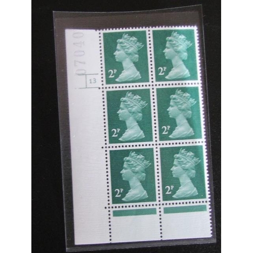 1717 - Three Cylinder Blocks of 2p Machin Stamps Colours are of Different Hues of Green Unused, Mint Condit... 