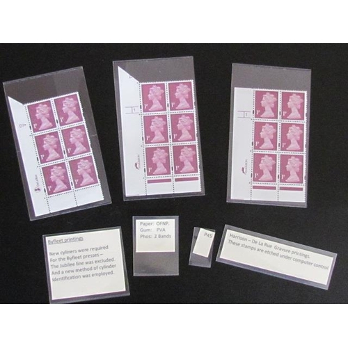 1718 - Machin Stamps in Cylinder Block Form 1p Purple Stamps with Description Unused, Mint Condition