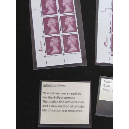 1718 - Machin Stamps in Cylinder Block Form 1p Purple Stamps with Description Unused, Mint Condition