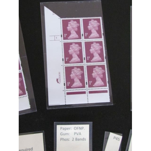 1718 - Machin Stamps in Cylinder Block Form 1p Purple Stamps with Description Unused, Mint Condition