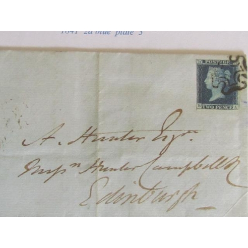 1743 - Great Britain Two Pence Blue Envelopes with London Maltese Cross 1841, London to Edinburgh Stamp and... 