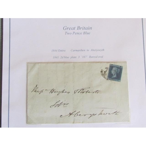 1744 - Great Britain Two Pence Blue Two Letters, One 1844 Carmarthen to Abeeryswyth, Other 1849 Bodmin to S... 