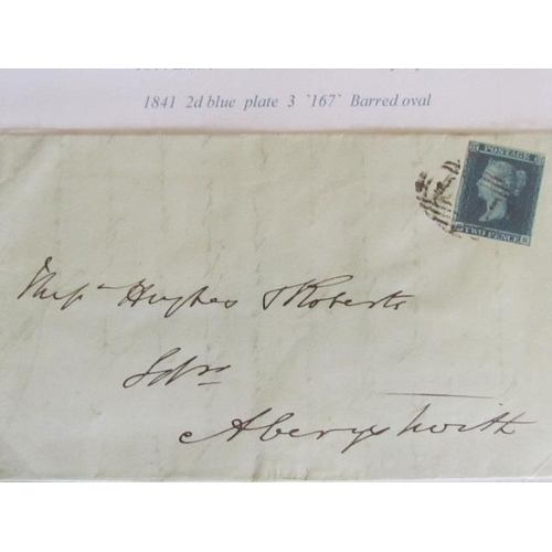 1744 - Great Britain Two Pence Blue Two Letters, One 1844 Carmarthen to Abeeryswyth, Other 1849 Bodmin to S... 