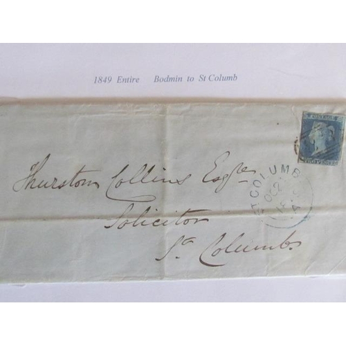 1744 - Great Britain Two Pence Blue Two Letters, One 1844 Carmarthen to Abeeryswyth, Other 1849 Bodmin to S... 