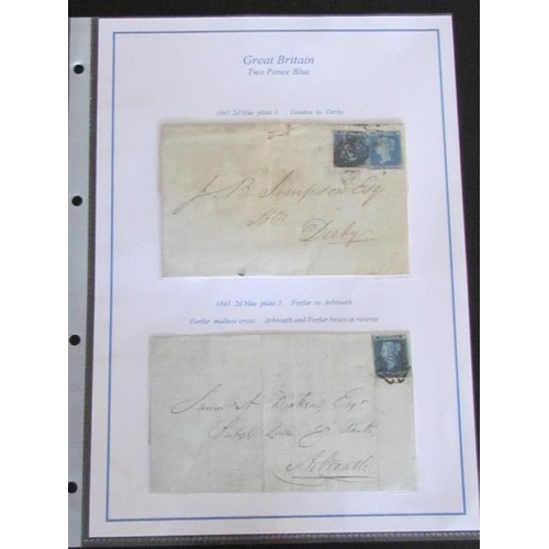 1746 - Great Britain Two Pence Blue Two Letters, One Having Two Tuppeny Blue Stamps 1841 London to Darby an... 