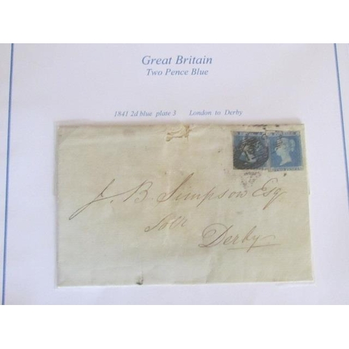 1746 - Great Britain Two Pence Blue Two Letters, One Having Two Tuppeny Blue Stamps 1841 London to Darby an... 